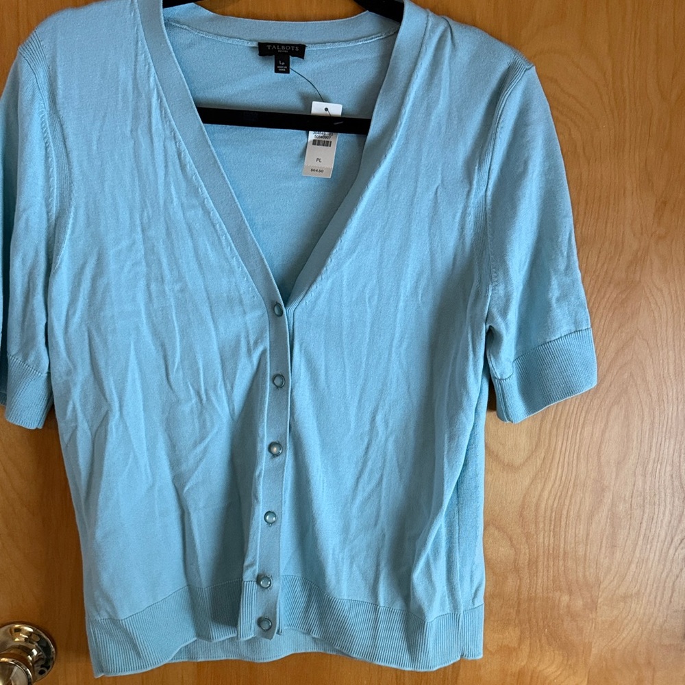 Talbots Sky Blue Short Sleeve Cardigan set